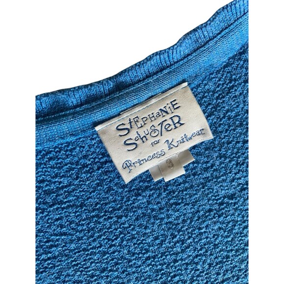 Vintage Stephanie Schuster Princess Knitwear Cardigan Womens 3X Blue Lagenlook - Picture 8 of 14